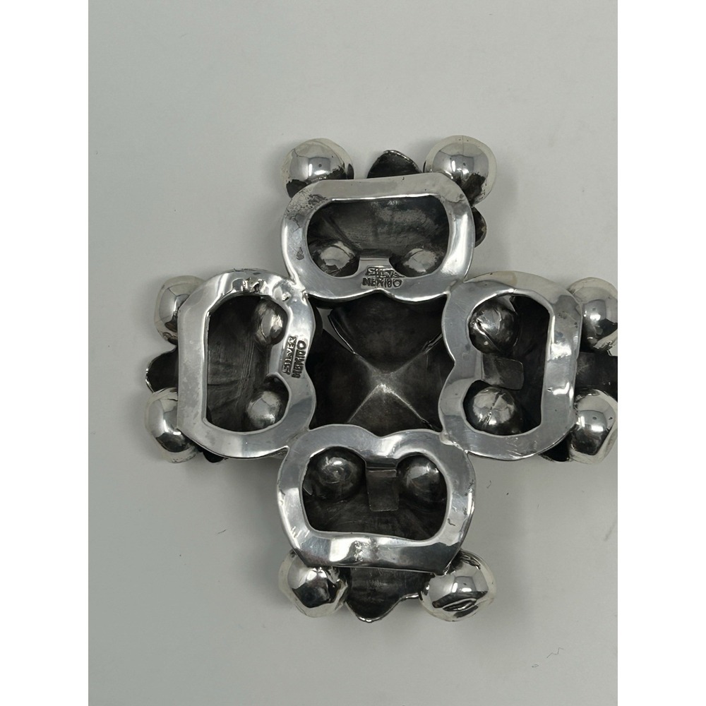 Vintage Mexican 925 Sterling Silver Amethyst Cross Pendant 62g Pre 1948 - Picture 13 of 16